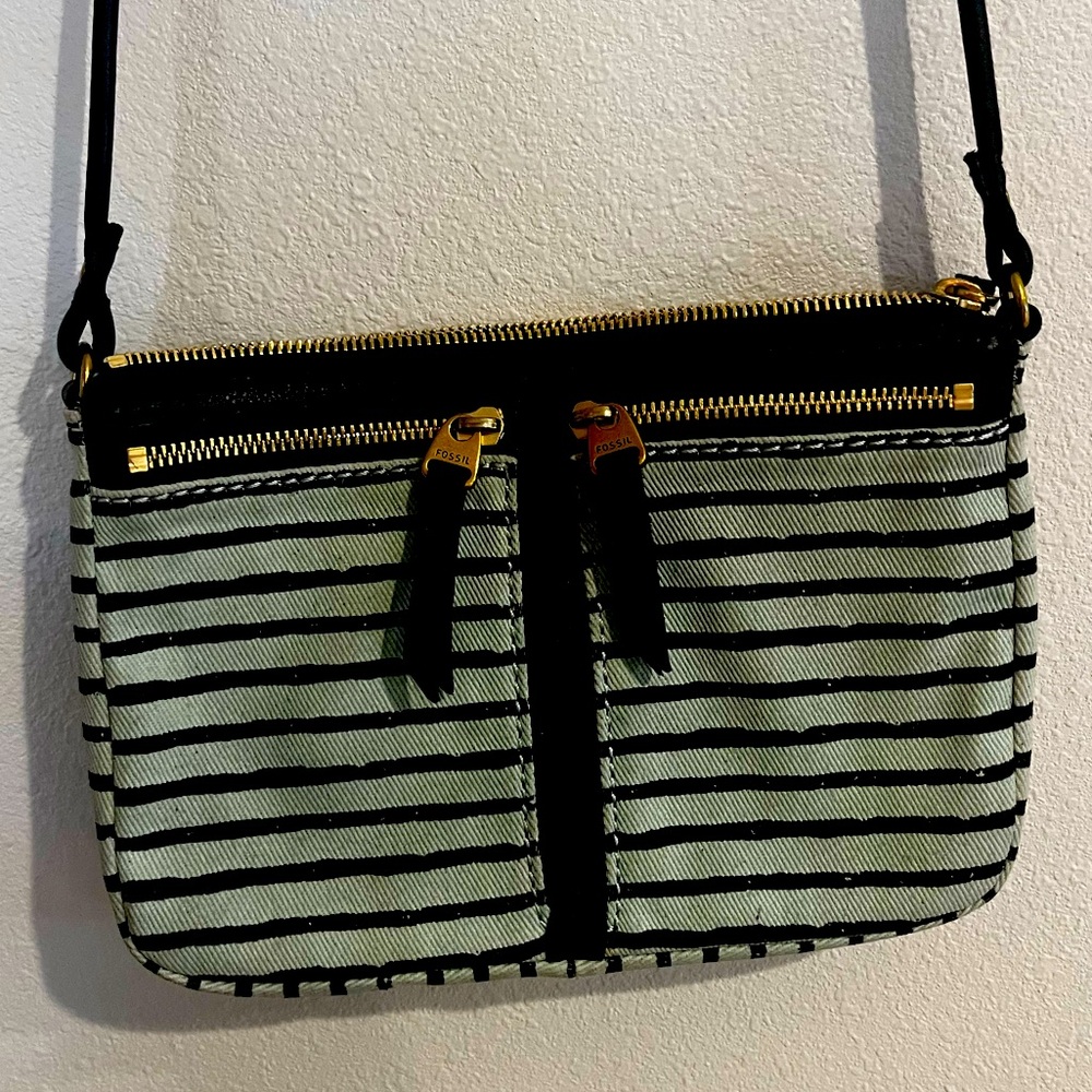 Fossil Stripe Canvas Crossbody Bag